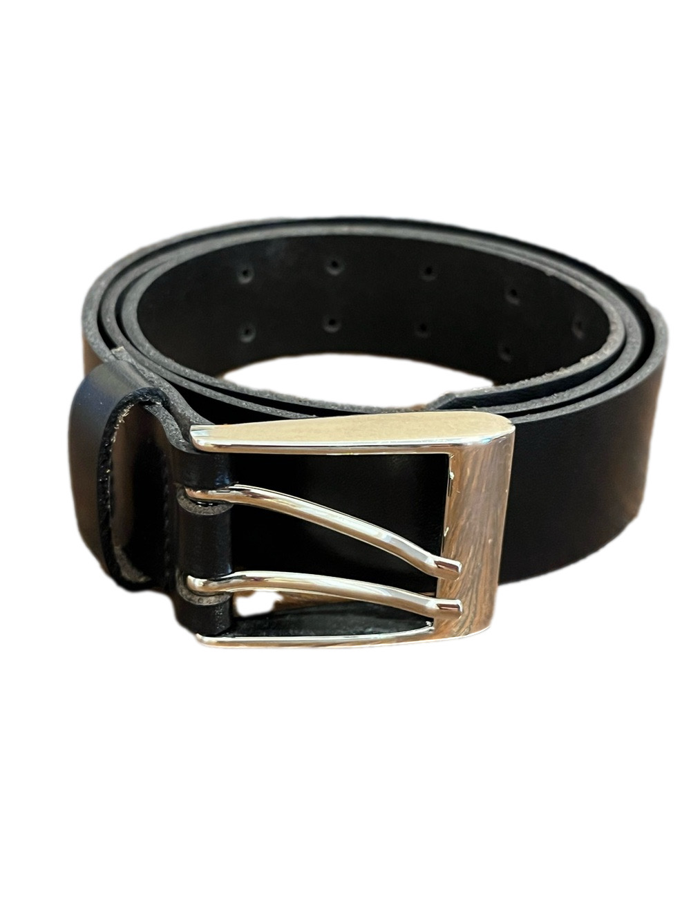 RW&CO. Men's Black Genuine Leather Double-Prong Belt - Size L (EUC)